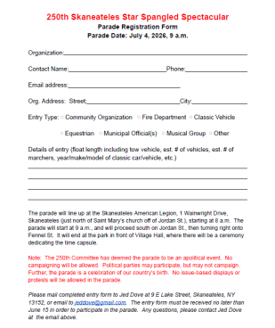 Star Spangled Spectacular Reg. Form