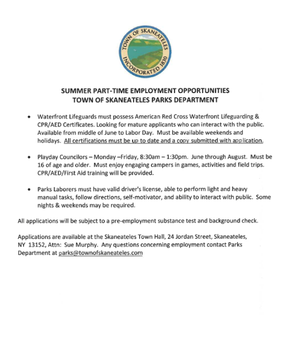 Parks Summer Employment 2026